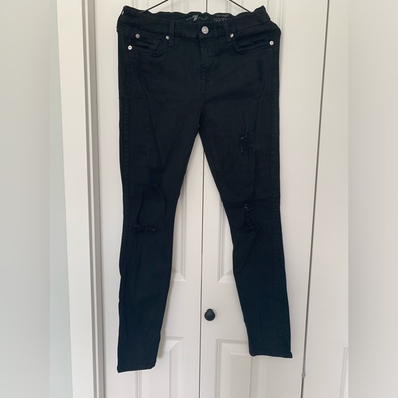 7 for all mankind black skinny jeans size 28 - Picture 1 of 8